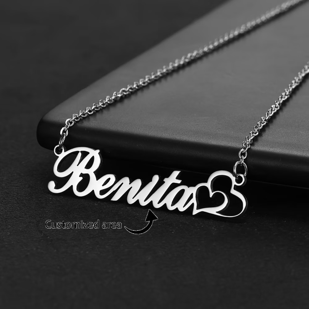 สร้อยคอหัวใจคู่แบบกำหนดเองได้  - Custom Name Necklace Stainless Steel บทวิจารณ์และราคา