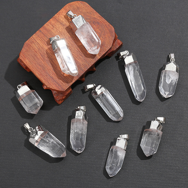 จี้คริสตัลควอตซ์ใสธรรมชาติ ชุบ - Crystal Pendant Necklace Natural Stone บทวิจารณ์และราคา