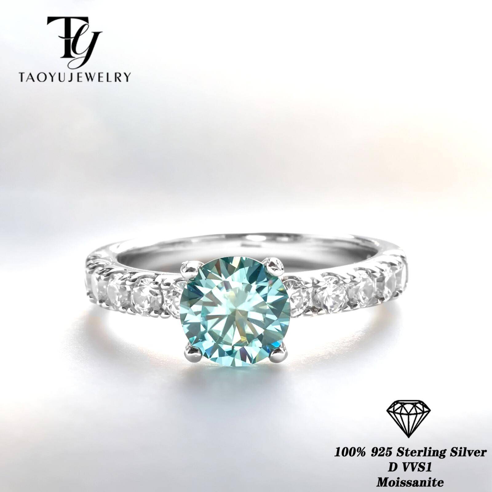 แหวนมอยซาไนต์สีน้ำเงิน 1 กะรัต - Moissanite Engagement Ring 1 Carat บทวิจารณ์และราคา