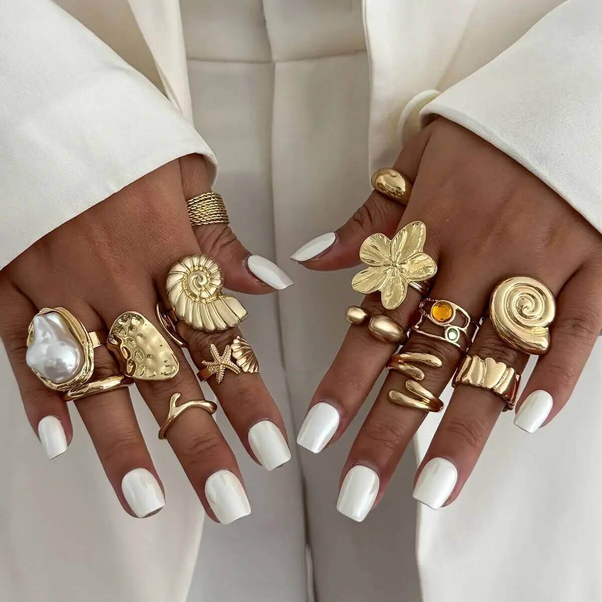 แหวนฮิปฮอป IngeSight.Z ชุด 14  - Vintage Punk Knuckle Rings Set บทวิจารณ์และราคา