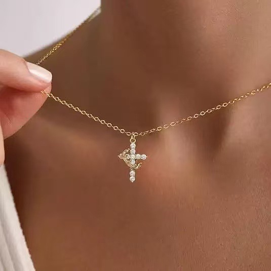 สร้อยคอจี้รูปมงกุฎหมุนได้ Luck - Cross Pendant Necklace Gold บทวิจารณ์และราคา