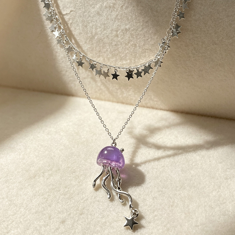 สร้อยคอโชคเกอร์สองชั้นลายแมงกะ - Layered Pendant Necklace Aesthetic บทวิจารณ์และราคา