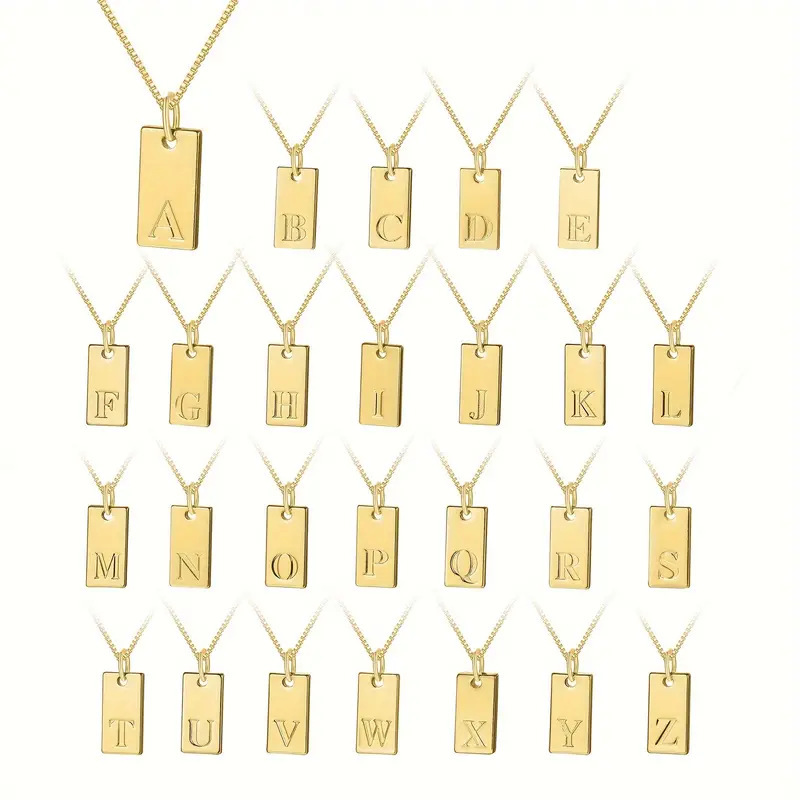 Tiny Square 26 ตัวอักษรเริ่มต้ - Initial Letter Necklace 18K Gold บทวิจารณ์และราคา