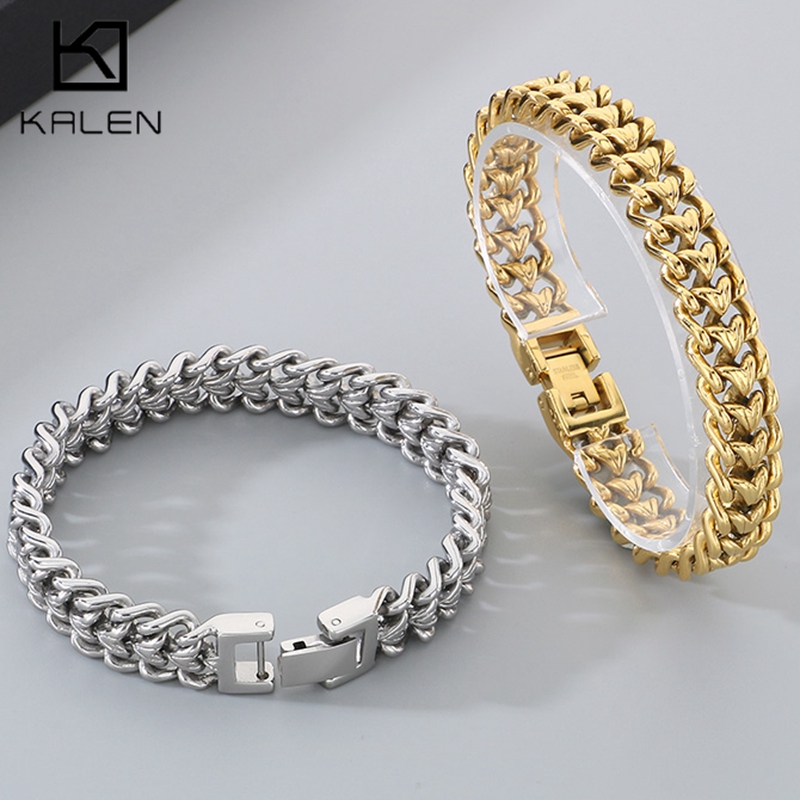 KALEN สร้อยข้อมือโซ่ถักสแตนเลส - Cuban Link Chain 12Mm บทวิจารณ์และราคา