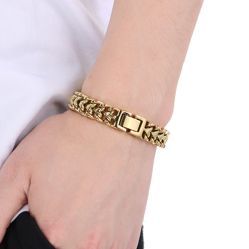 KALEN สร้อยข้อมือโซ่ถักสแตนเลส - Cuban Link Chain 12Mm บทวิจารณ์และราคา