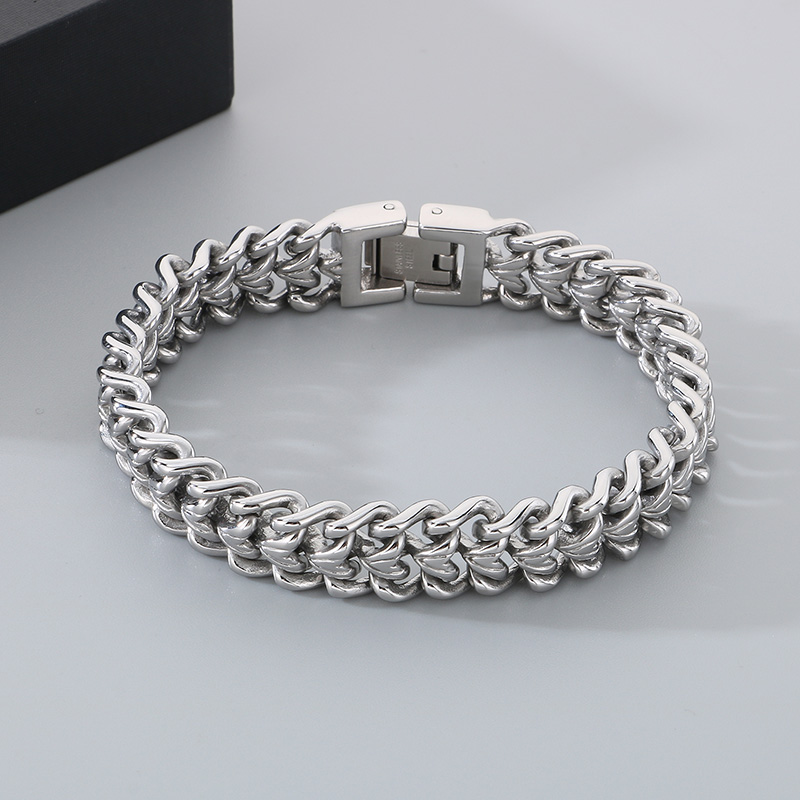 KALEN สร้อยข้อมือโซ่ถักสแตนเลส - Cuban Link Chain 12Mm บทวิจารณ์และราคา
